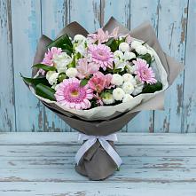 Букет цветов из:  Герберы, Альстромерии и Хризантемы #REPLACE_PRED# Малиновке
