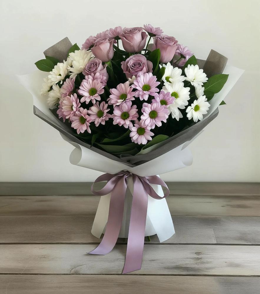 Букет цветов из: Хризантемы и Розы в Малиновке