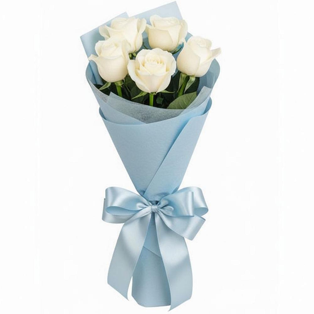 Букет 5 Белых роз Проуд в Малиновке