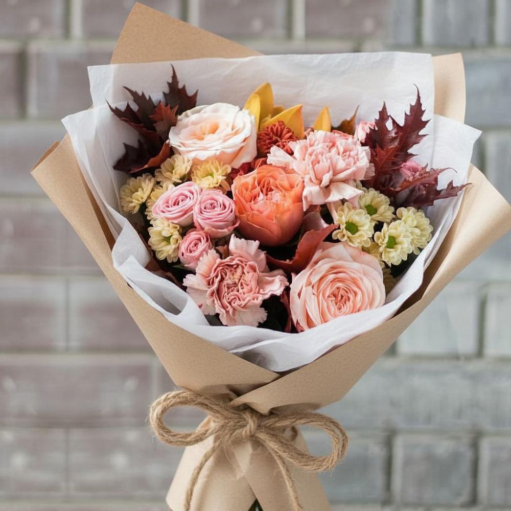 Букет цветов из: Гвоздики, Хризантемы и Розы в Малиновке