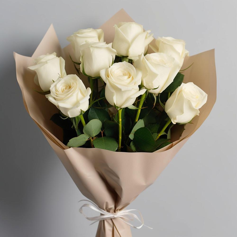 Букет 9 Белых роз Эдлесс Лав в Малиновке
