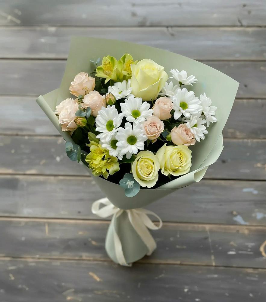 Букет цветов из: Альстромерии, Розы и Хризантемы в Малиновке