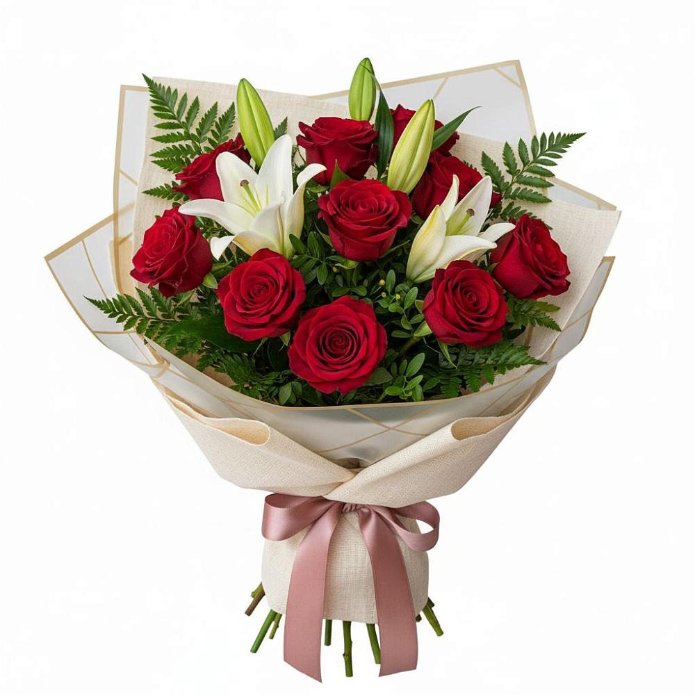 Букет цветов из: Лилии и Розы в Малиновке