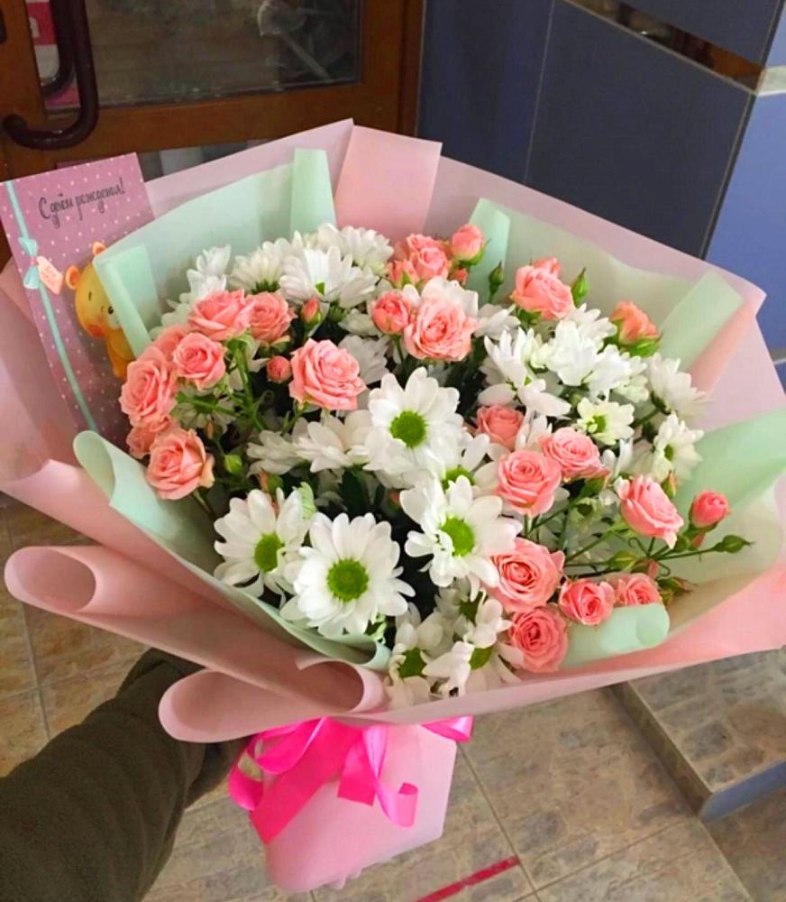 Букет цветов из: Розы и Хризантемы в Малиновке