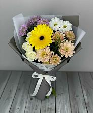 Букет цветов из:  Розы, Герберы и Хризантемы в Малиновке