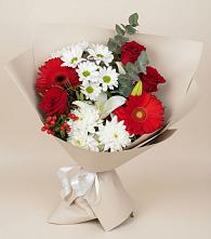 Букет цветов из:  Розы, Хризантемы, Герберы и Лилии в Малиновке