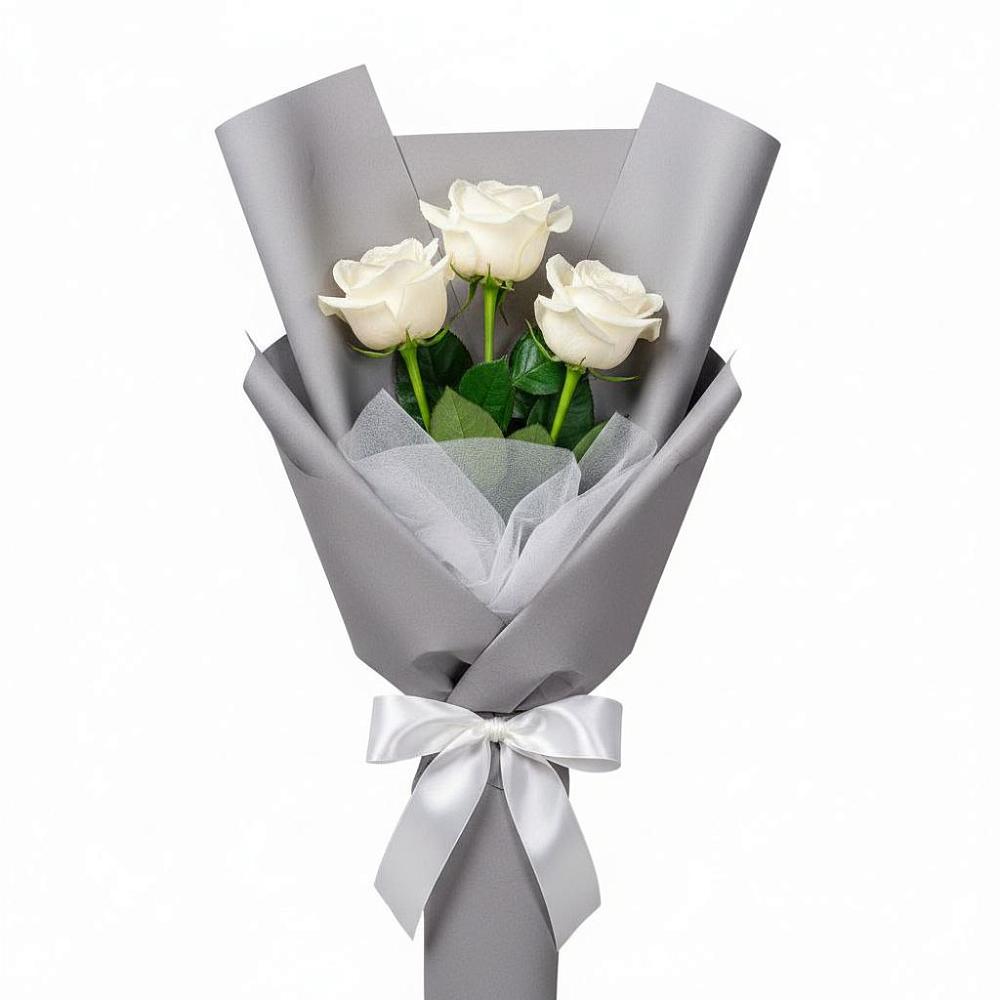 Букет 3 белые розы в Малиновке