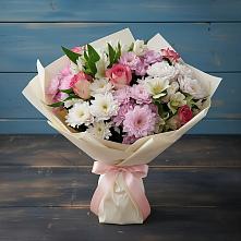 Букет цветов из:  Хризантемы, Альстромерии и Розы в Малиновке