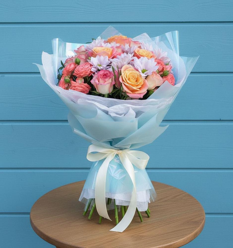 Букет цветов из: Хризантемы и Розы в Малиновке