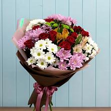 Букет цветов из:  Розы, Хризантемы и Альстромерии в Малиновке