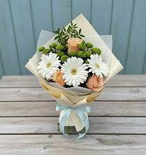 Букет цветов из:  Герберы, Розы и Хризантемы в Малиновке