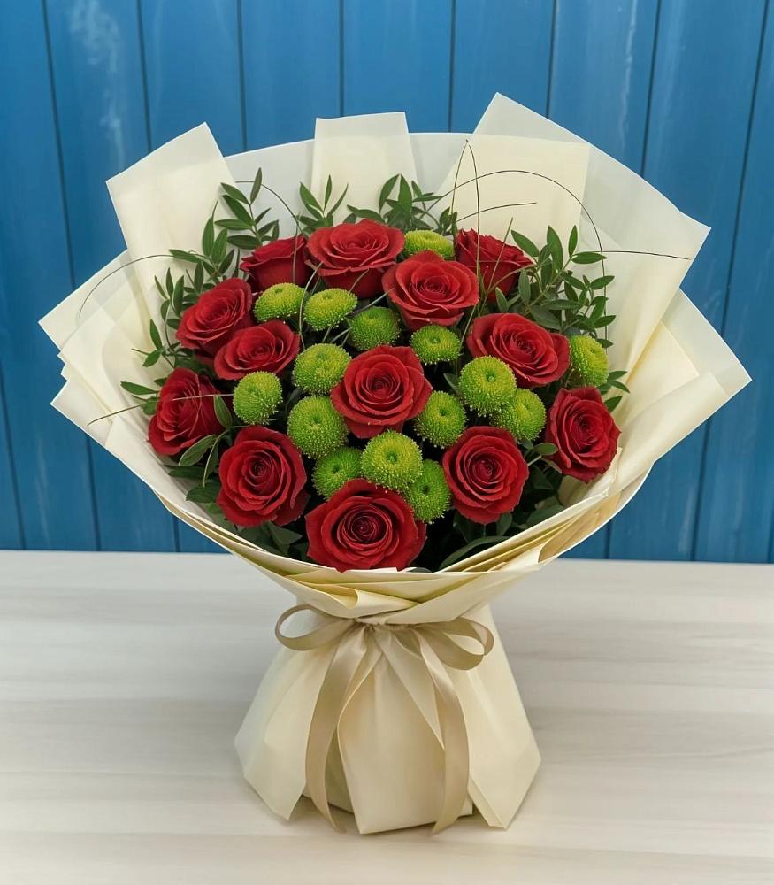 Букет цветов из: Розы и Хризантемы в Малиновке